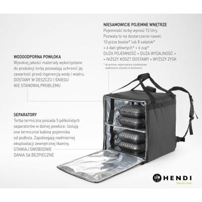 Tepelně izolovaný přepravní batoh, HENDI, 75,2L, Černá, 410x410x(H)480mm | 709801